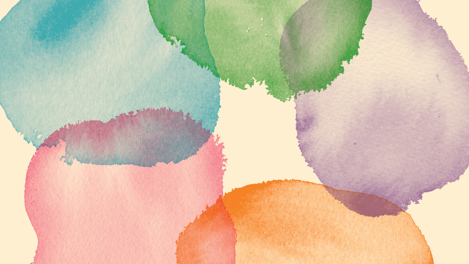 Colorful watercolor blots overlapping to create a venn diagram.